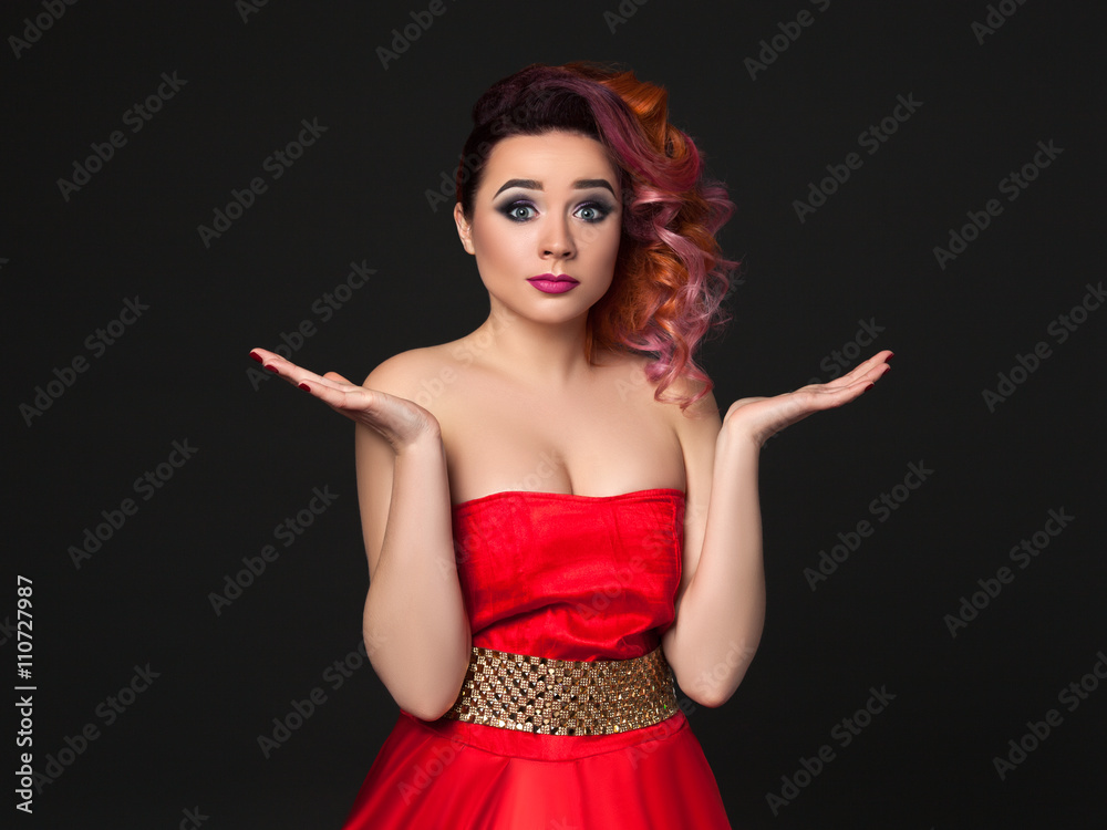 Girl in red dress. Girl in red dress.