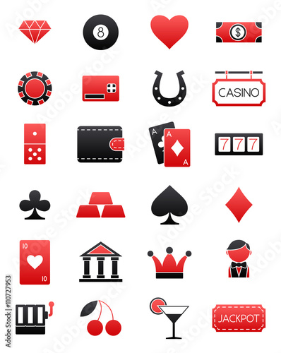 Games of chance black-red vector icons set