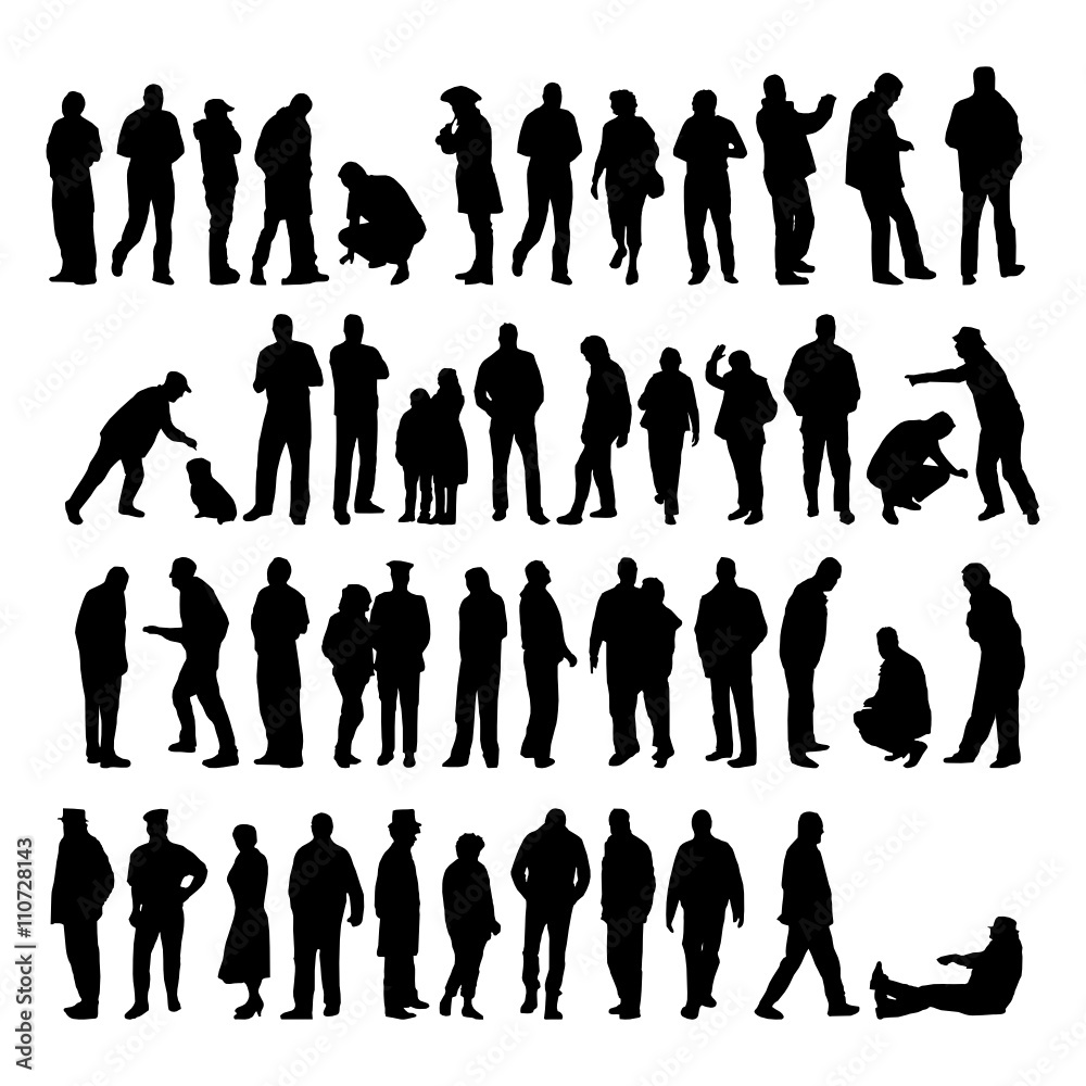Vektor Set Menschen Silhouetten Vektor Set Menschen Silhouetten