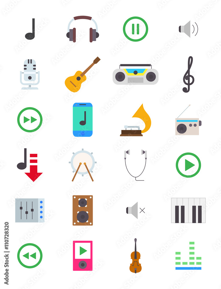 Music vector icons set Music vector icons set