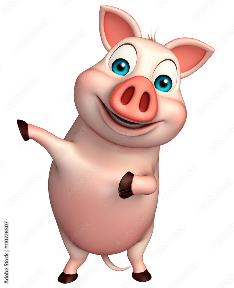 Fototapeta premium pointing Pig cartoon character