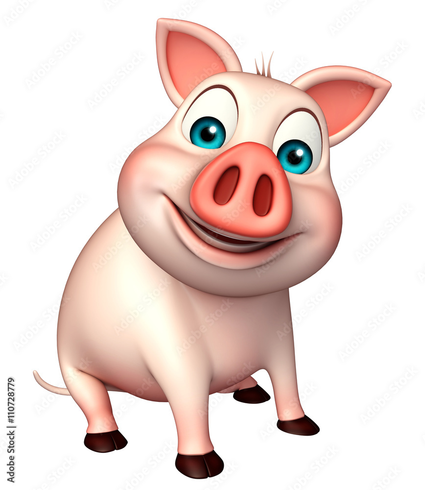Naklejka premium sitting Pig cartoon character
