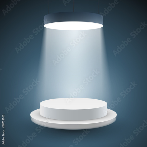 illuminated white round podium