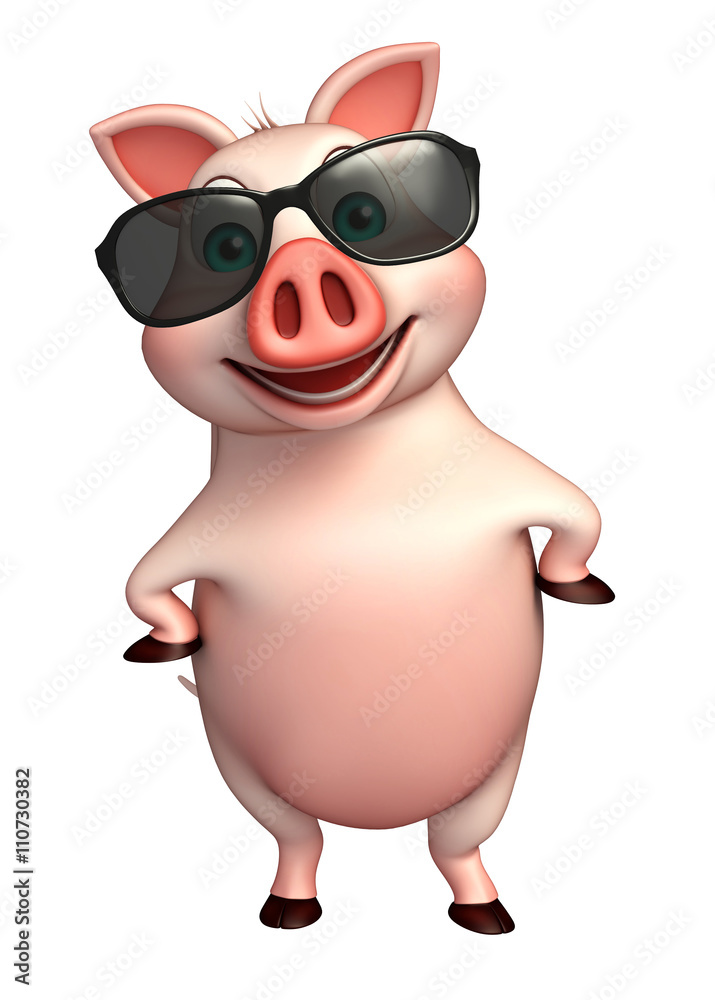  Pig cartoon character with sunglass