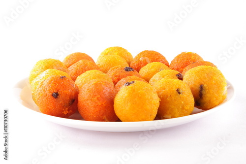  Diwali sweets called Motichoor Ladoo or bundi laddu in plate