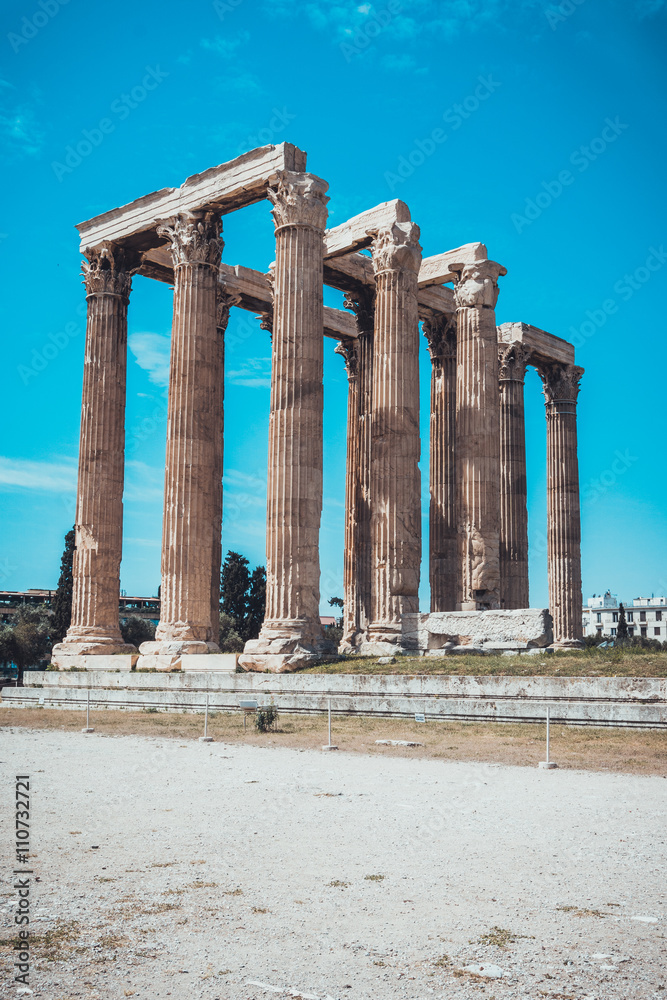 Ancient Ruins of Temple of Zeus in Olympia, Greece