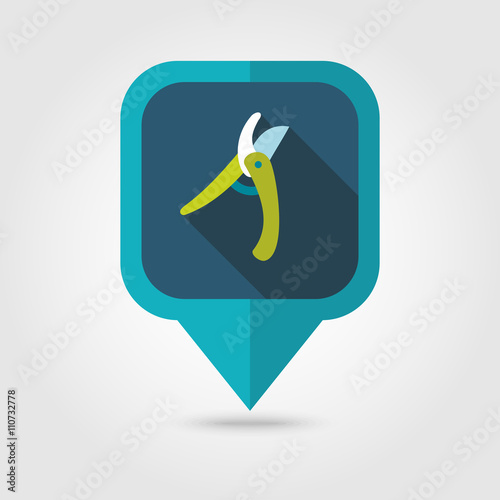 Secateurs, pruner, averruncator flat pin map icon