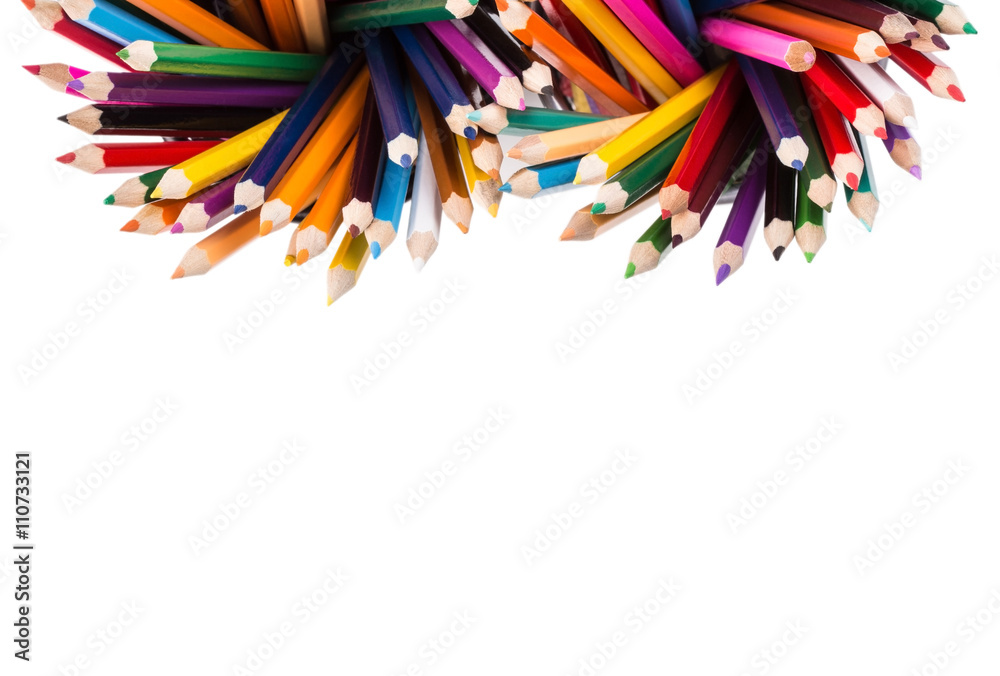 Set of color pencils in two office bins Set of color pencils in two office bins