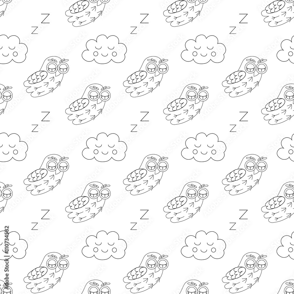 Sleep owlet vector seamless pattern. Sleep owlet vector seamless pattern.