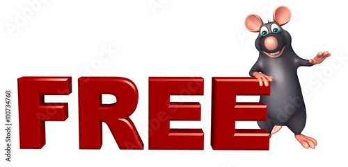 fun Rat cartoon character with free sign