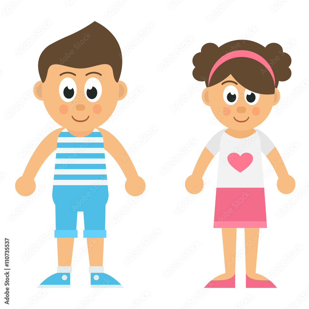 cartoon little boy and little girl cartoon little boy and little girl