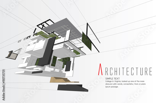 An exploded view of a building