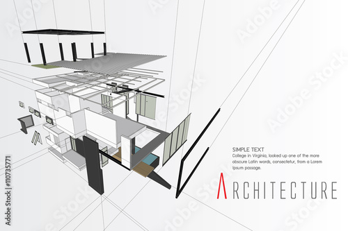 An exploded view of a building