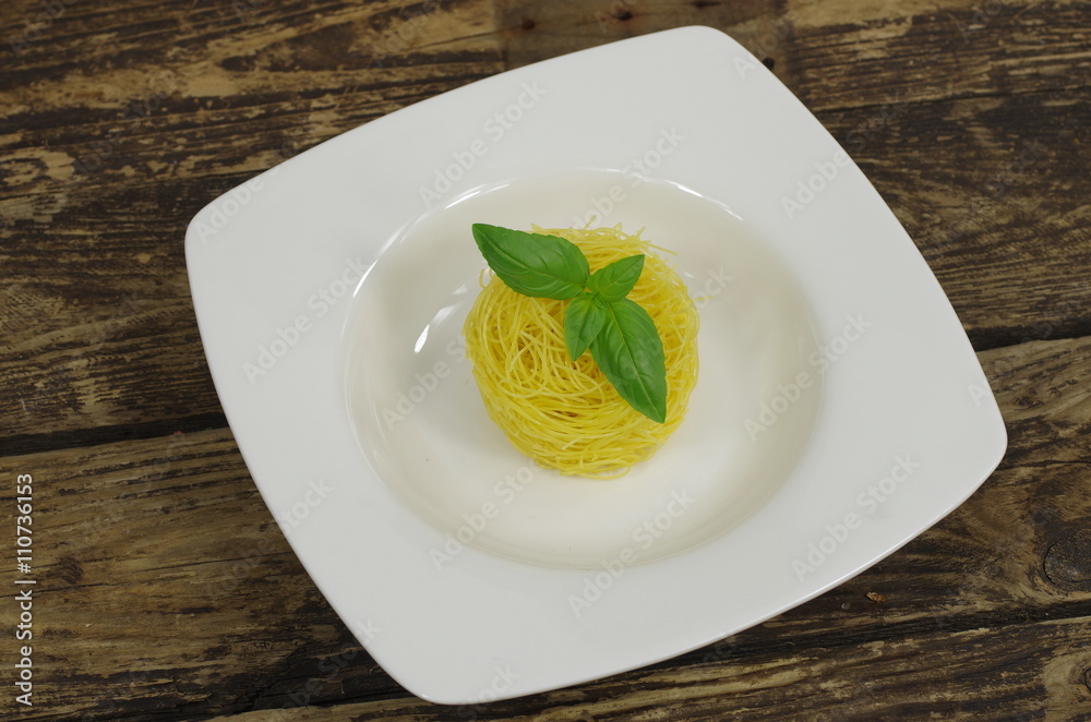 pasta macaroni with spice basil