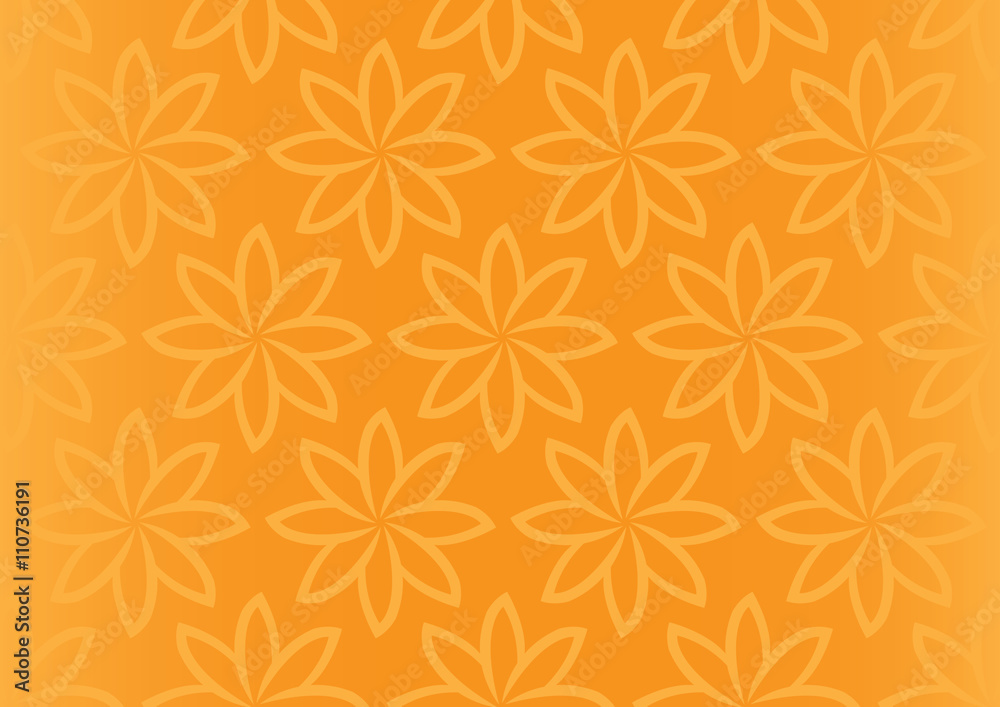 Orange Floral Repeat Pattern Seamless Vector Background Design