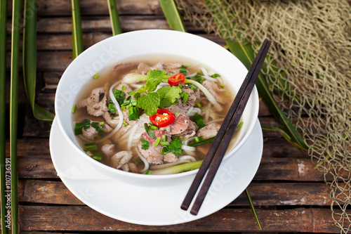 Traditional Vietnamese beef soup pho  photo