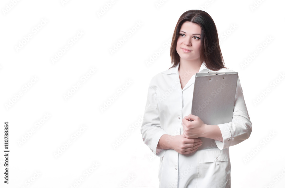young beautiful female doctor holding clipboard young beautiful female doctor holding clipboard
