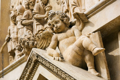 Obraz na plátně Statue of angel at Prague Loreta