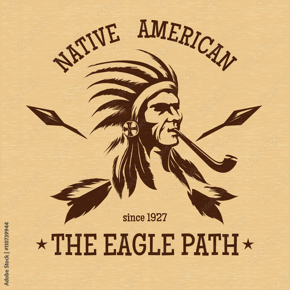 T-shirt or poster design with native american Vector Image