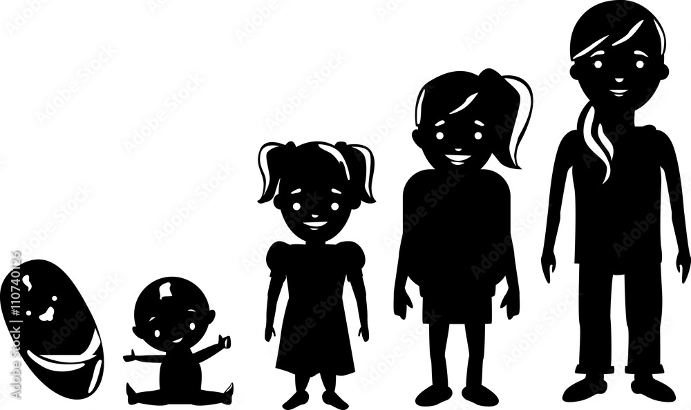 Φωτογραφία Girl ageing silhouettes from baby to teen.