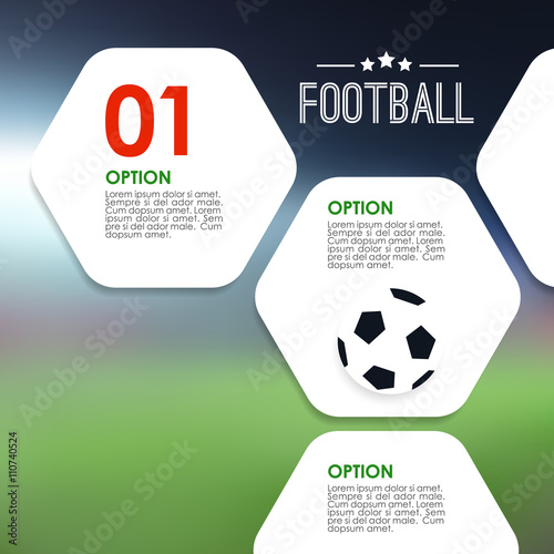Sport infographics template. Soccer, football concept. Modern blurred background with stadium and graphic elements. Stock vector