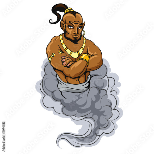  Genie coming out of a magic lamp. Genie vector illustration