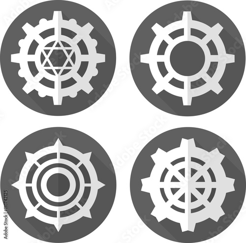 Flat icons. Cog set, mechanism.