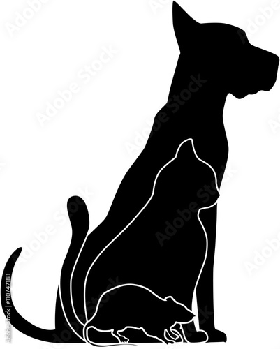 Silhouette of pets  vet logo.