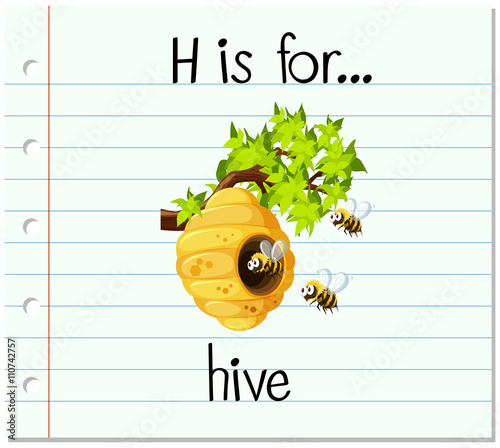 Flashcard letter H is for hive