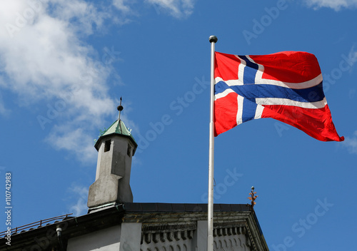 Norwegian flag in wind