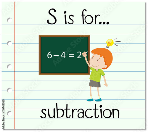 Flashcard letter S is for subtraction