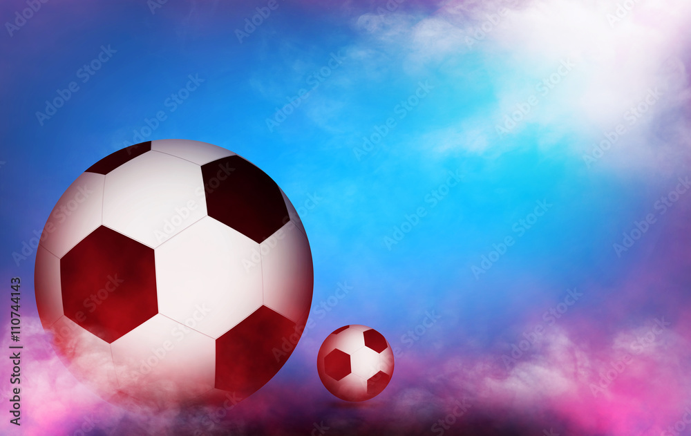 Obraz premium Euro 2016 France football championship with ball on color of france background, over light