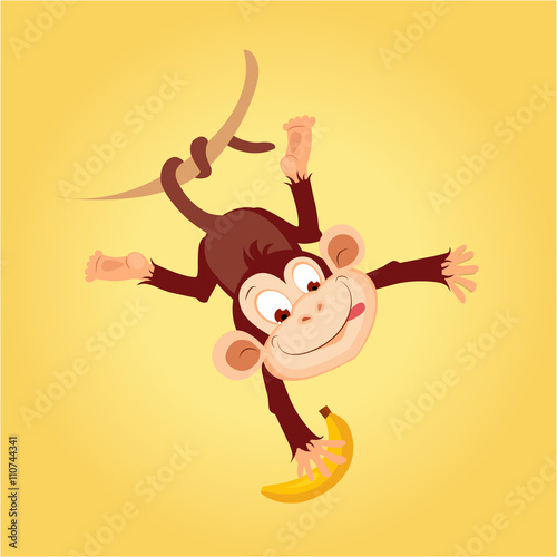 Monkey Hanging On Liana