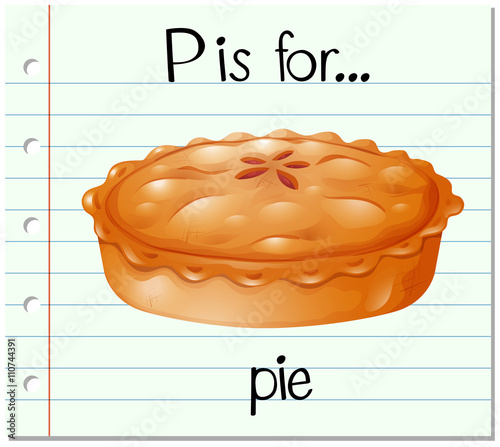 Flashcard letter P is for pie