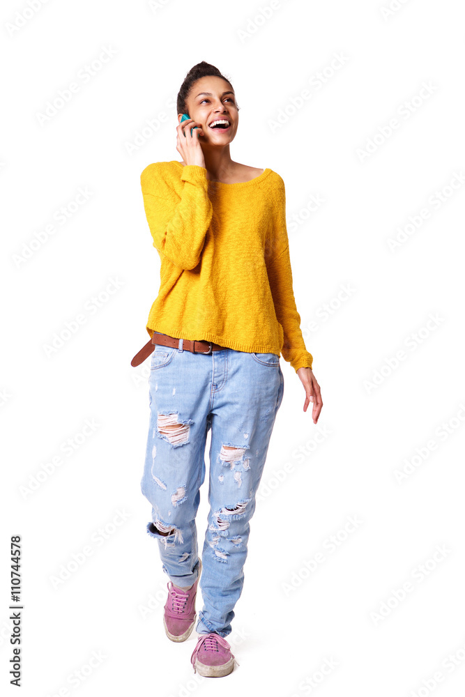 Fototapeta premium Attractive young lady using mobile phone