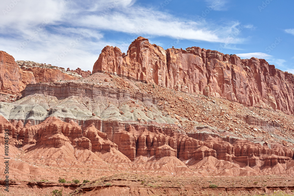 Rock layers in Capitol Reef National Park.