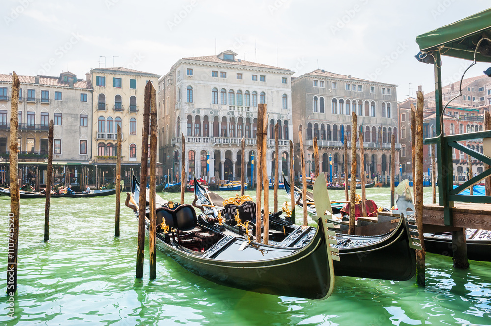 Gondolas on Grand canal in Venice, Italy