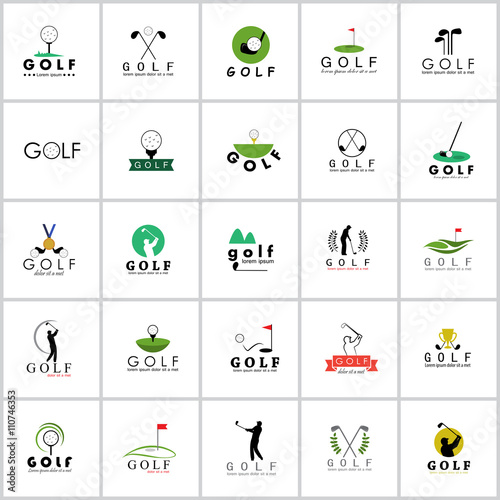 Golf Icons Set - Isolated On White Background - Vector Illustration, Graphic Design