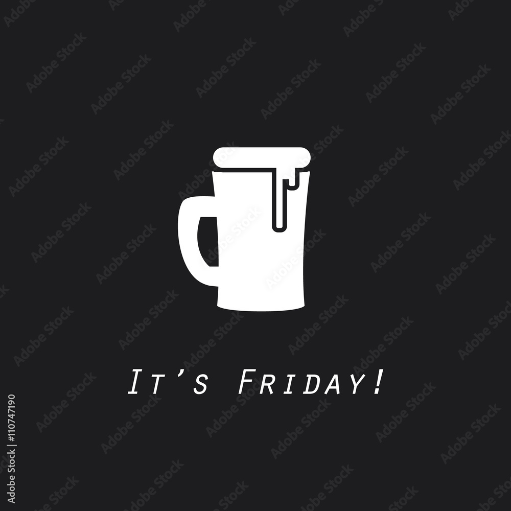 Weekend's Coming Banner - It's Friday Label With Beer Mug Weekend's Coming Banner - It's Friday Label With Beer Mug