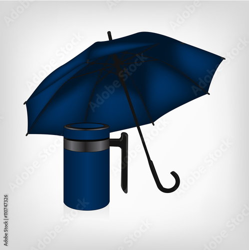blue umbrella and vacuum insulated stainless steel mug vector set