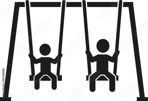 Swing with two kids pictogram