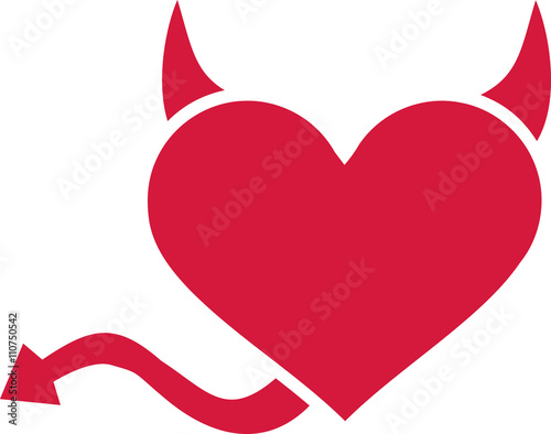 Canvas Heart with devil horns and tail