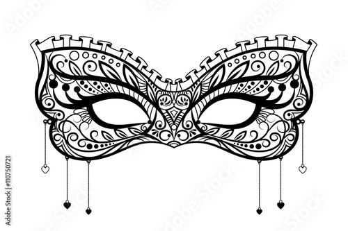 Elegant carnival mask. Black ornate lace masquerade mask. Vector illustration
