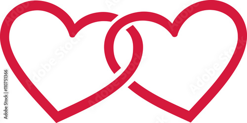 Two connected hearts