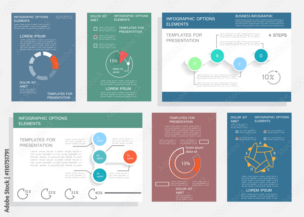 Business graphics brochure, vector set