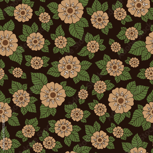 Seamless vector floral pattern with colorful fantasy plants and