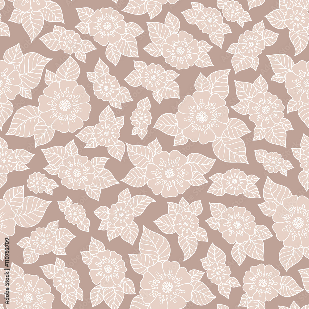 Seamless vector floral pattern with colorful fantasy plants and wall ...