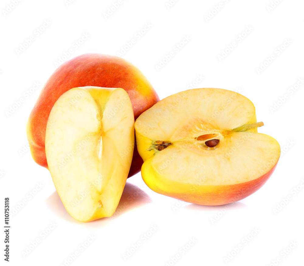 Apple slices  on white background