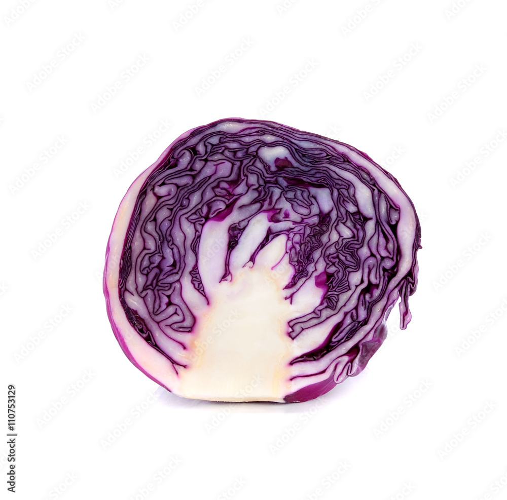 Purple cabbage slices on white background Purple cabbage slices on white background