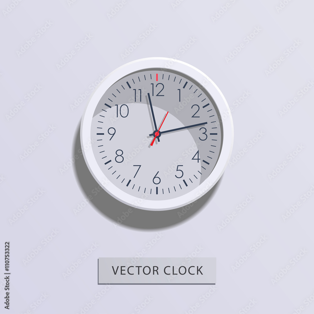 Clock flat icon. Business background.Vector illustration with shadow Clock flat icon. Business background.Vector illustration with shadow